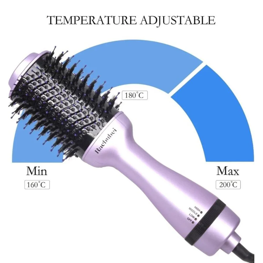 3-In-1 Hair Dryer Volumizer Brush Adjustable Temperature Speed Ionic Heat Purple - Picture 5 of 8